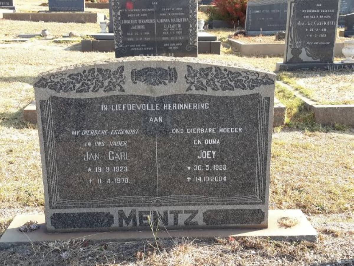 MENTZ Jan Carl 1923-1970 &amp; Joey 1923-2004