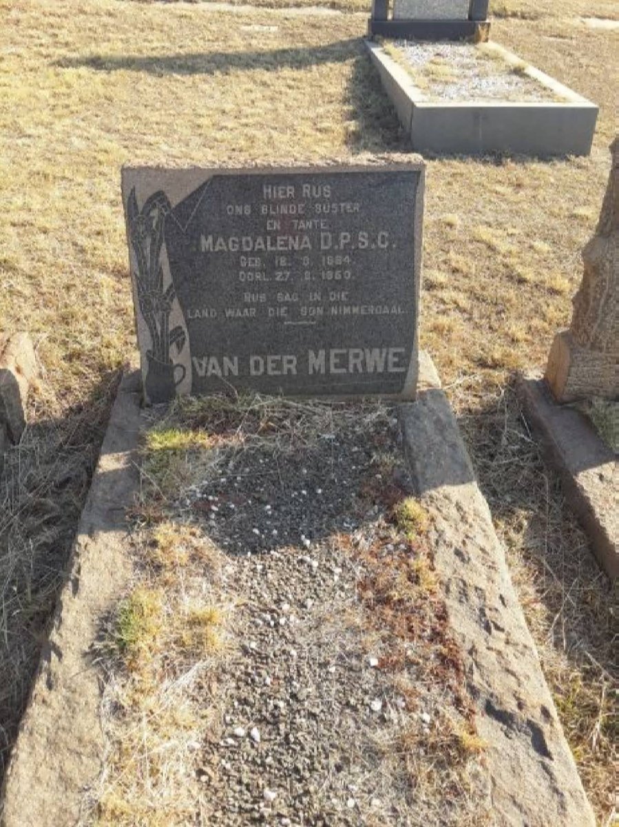 MERWE Magdalena D.P.S.C., van der 18??-1950