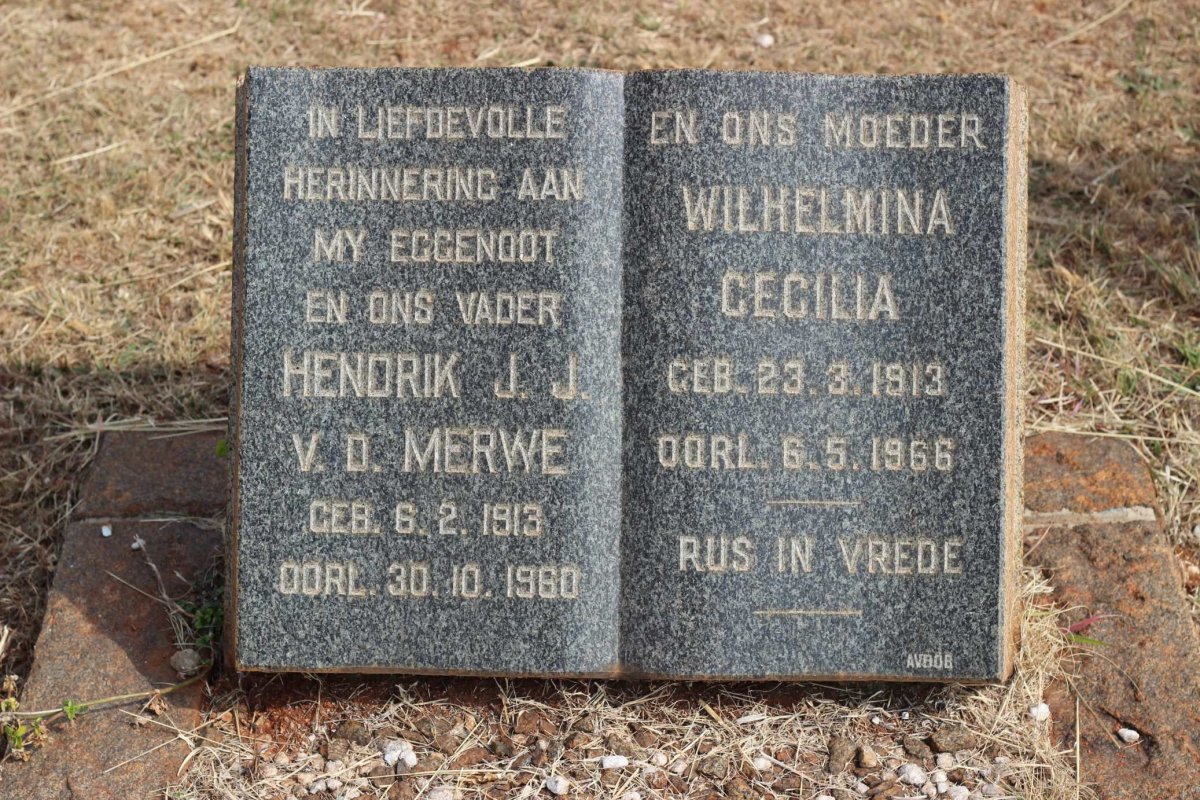 MERWE Hendrik J.J, v.d. 1913-1960 &amp; Wilhelmina Cecilia 1913-1966
