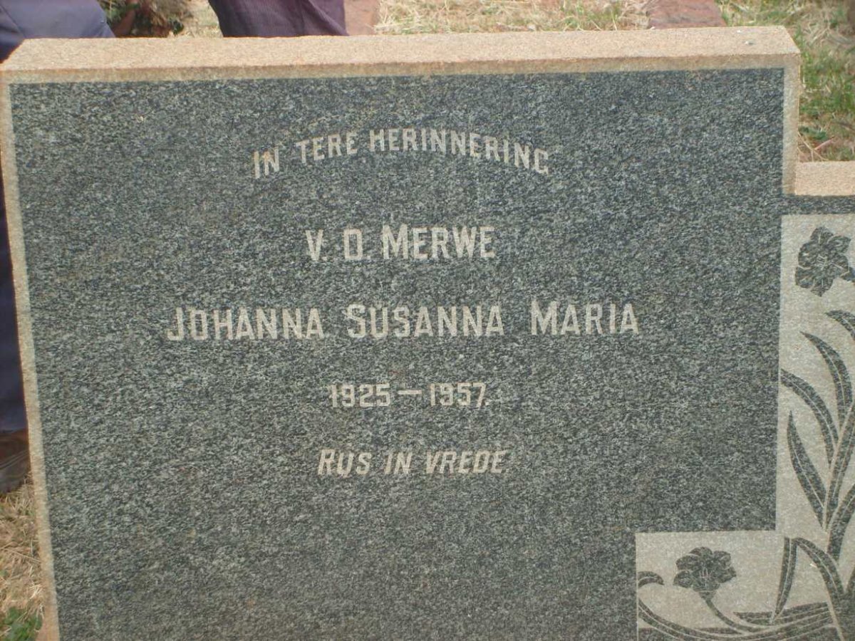 MERWE Johanna Susanna Maria, v.d. 1925-1957