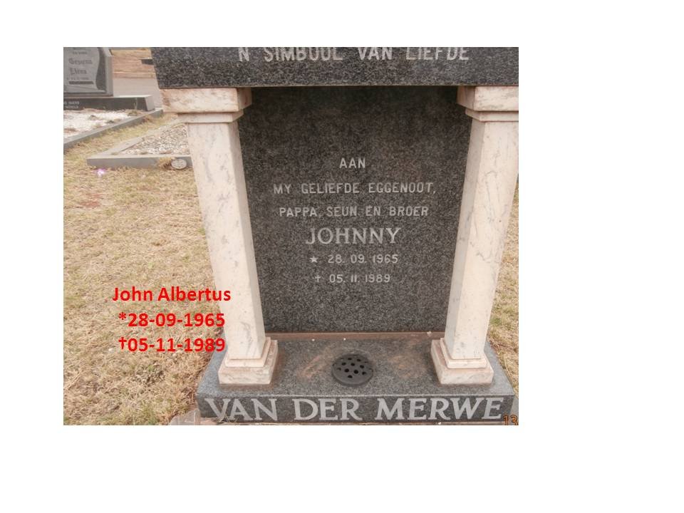 MERWE John Albertus, van der 1965-1989