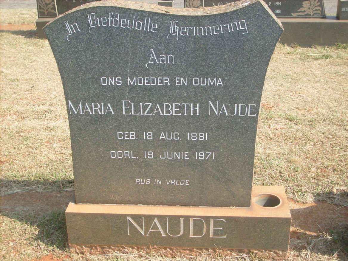 NAUDÉ Maria Elizabeth 1881-1971