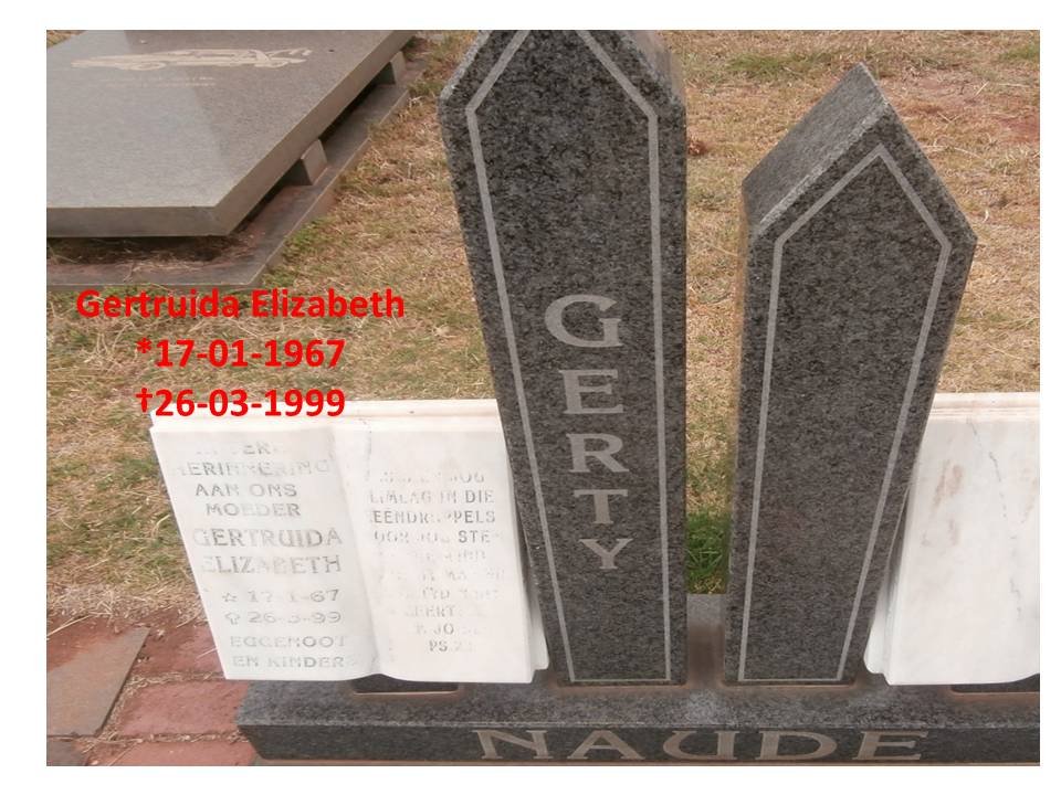 NAUDE Gertruida Elizabeth Gerty 1967-1999