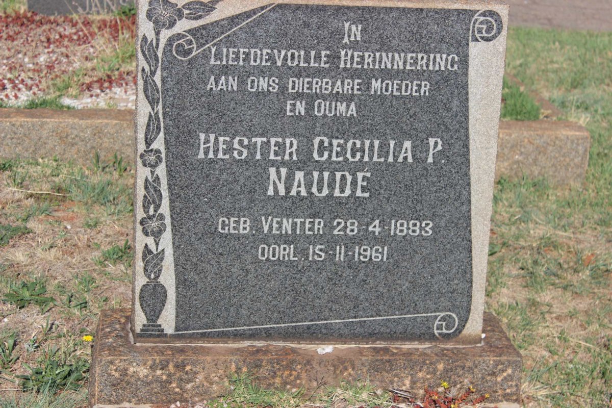 NAUDE Hester Cecilia P. nee VENTER 1883-1961