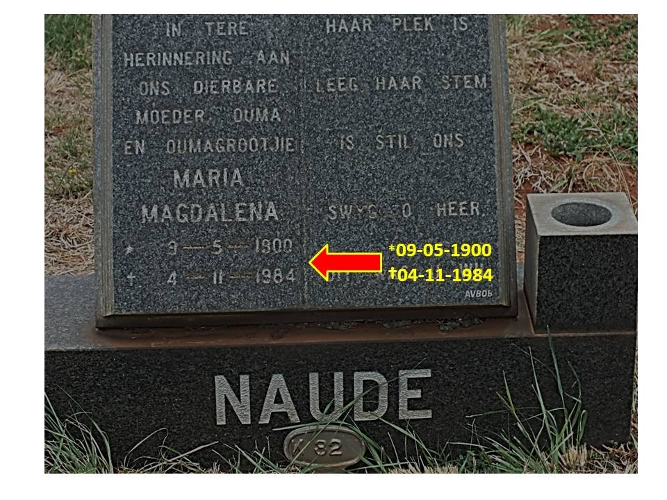 NAUDE Maria Magdalena 1900-1984