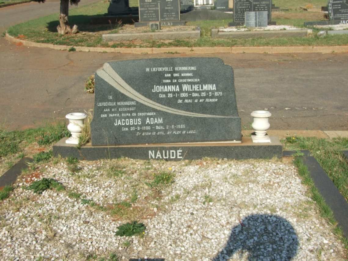 NAUDÉ Jacobus Adam 1900-1965 &amp; Johanna Wilhelmina 1905-1979