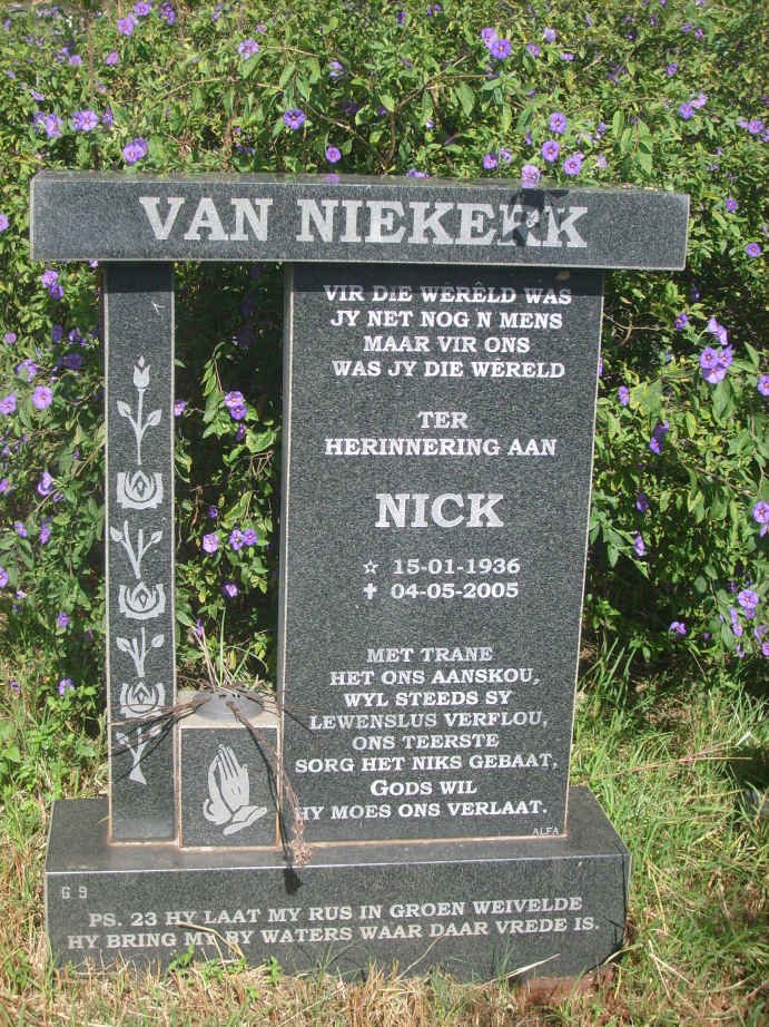 NIEKERK Nick, van 1936-2005
