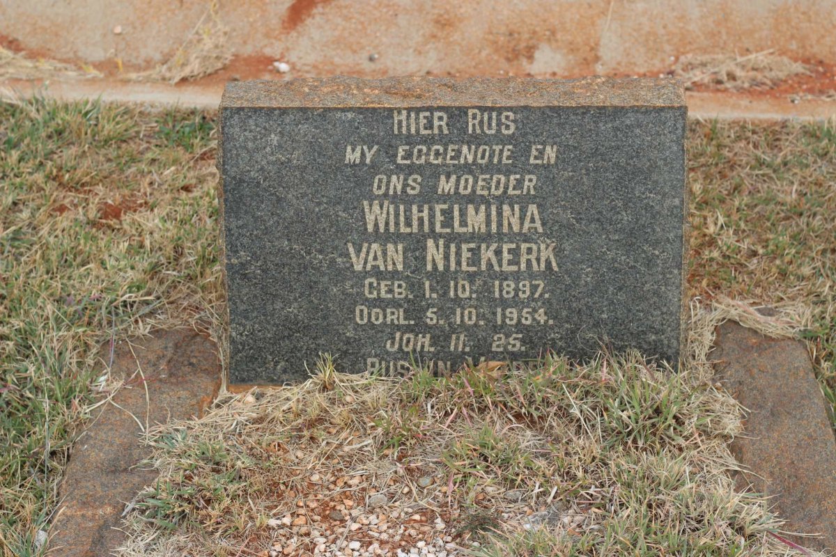 NIEKERK Wilhelmina, van 1897-1954