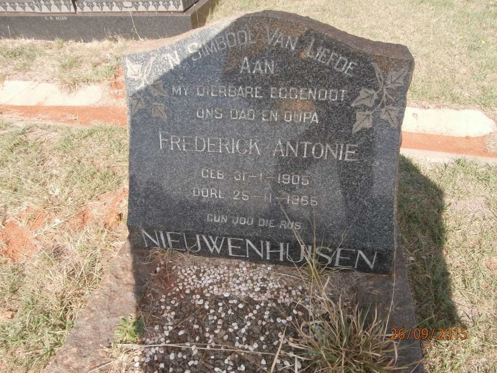 NIEUWENHUISEN Frederick Antonie 1905-1966