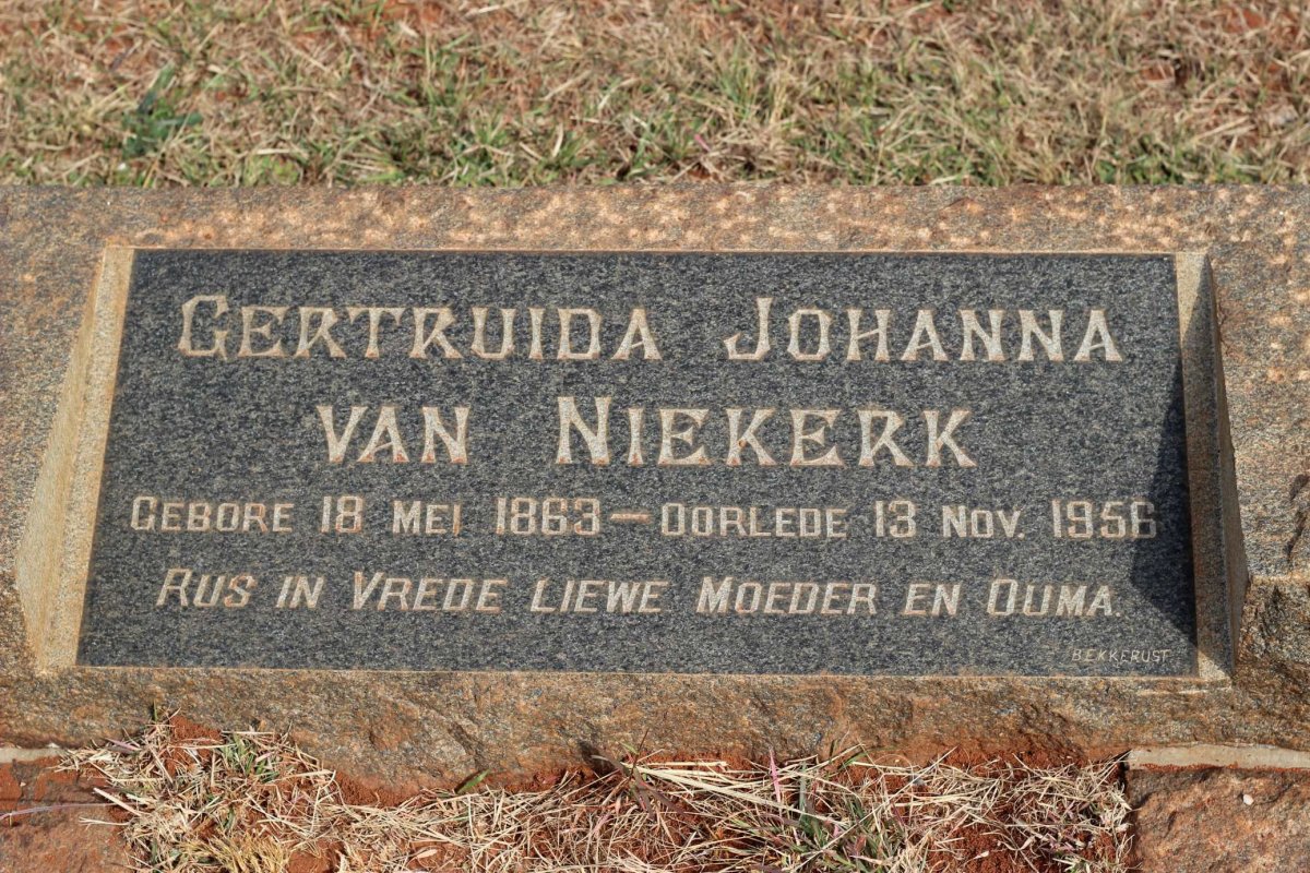 NIEKERK Gertruida Johanna, van 1863-1956