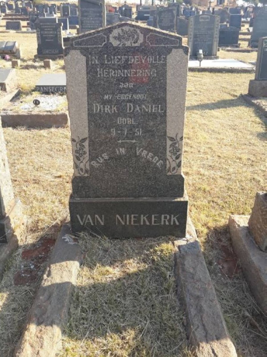 NIEKERK Dirk Daniel, van -1951