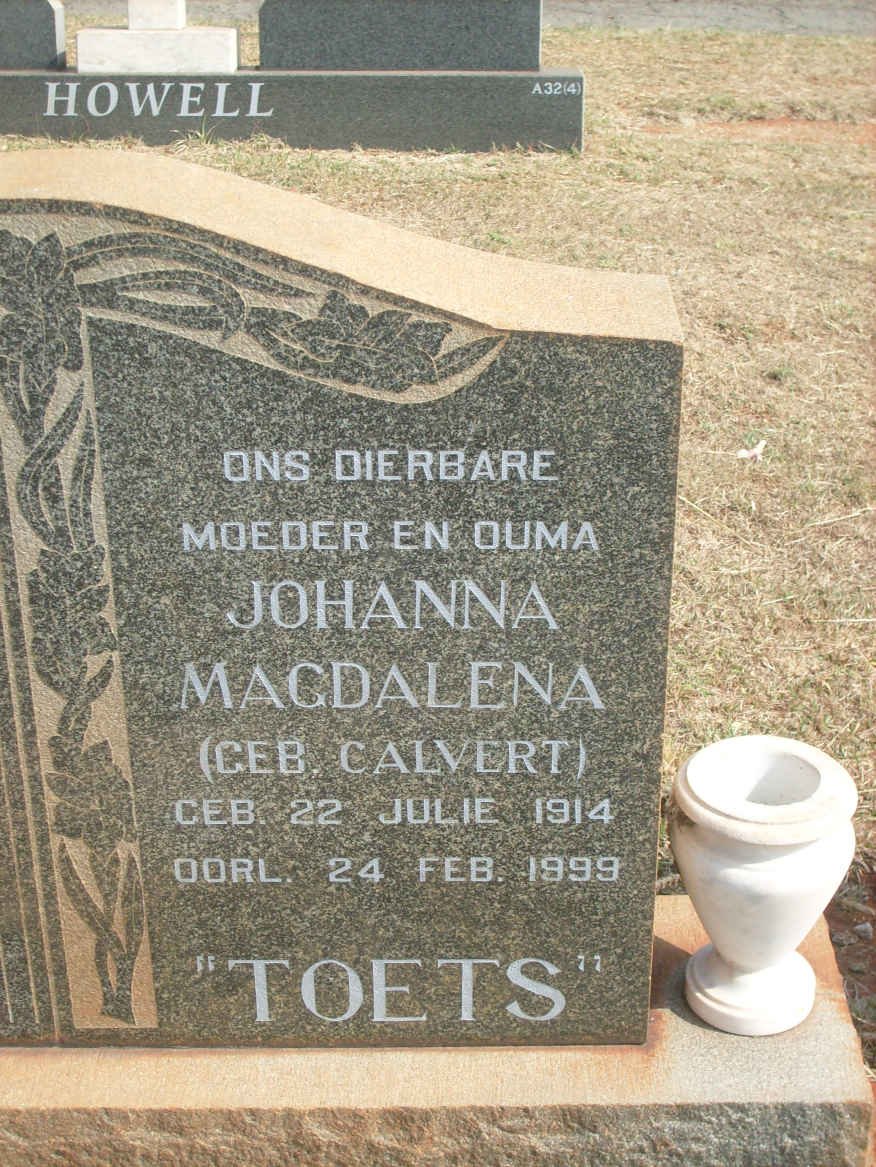 NIEKERK Johanna Magdalena, van nee CALVERT 1914-1999