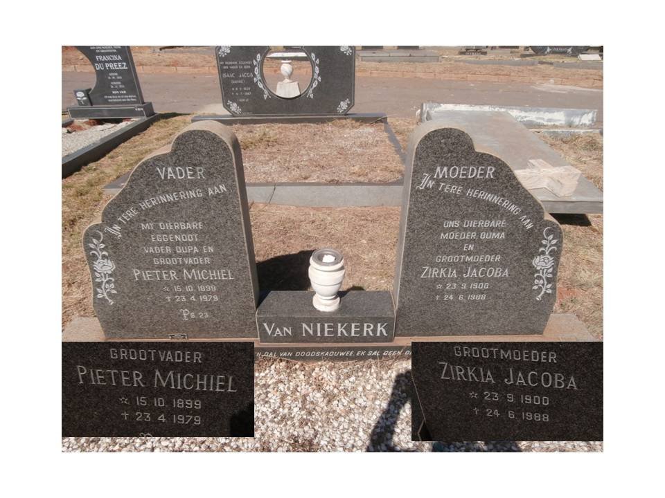 NIEKERK Pieter Michiel, van 1899-1979 &amp; Zirkia Jacoba 1900-1988