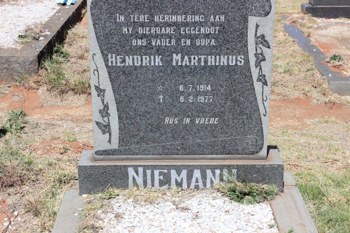 NIEMANN Hendrik Marthinus 1914-1977