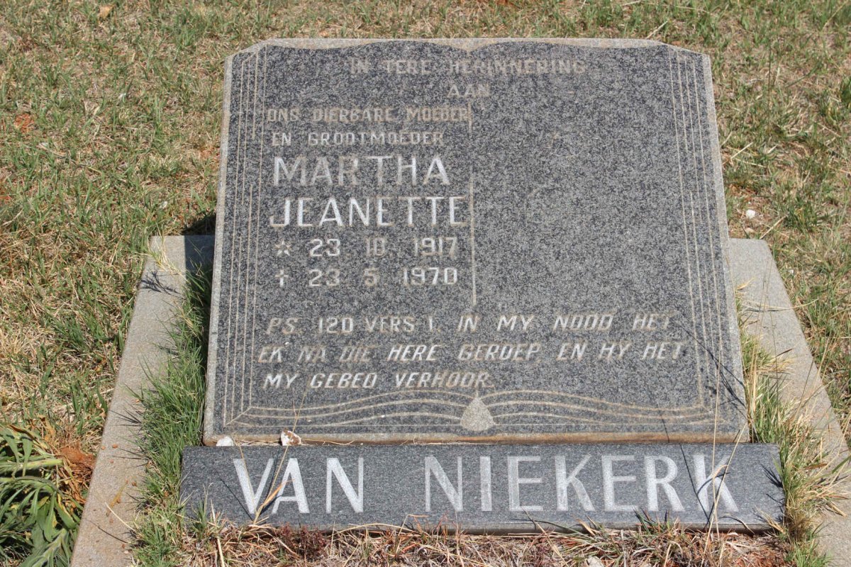 NIEKERK Martha Jeanette, van 1917-1970