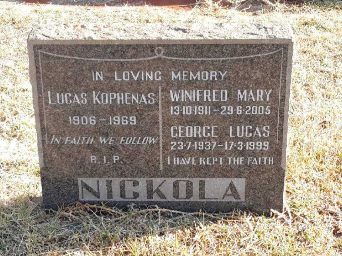 NICKOLA Lucas Kophenas 1906-1969 &amp; Winifred Mary 1911-2005 :: NICKOLA George Lucas 1937-1999