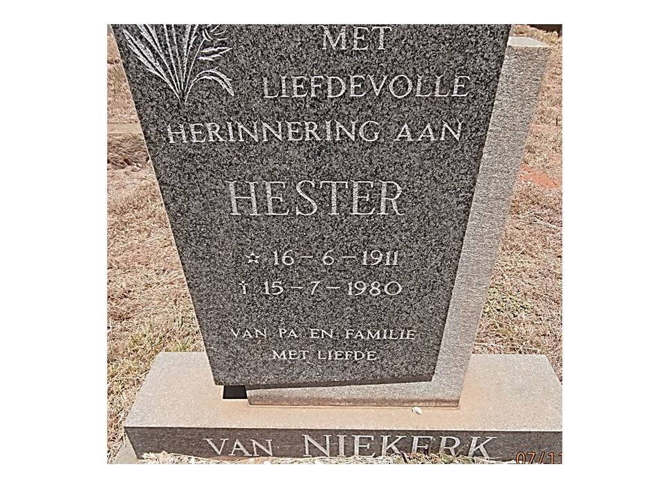 NIEKERK Hester, van 1911-1980