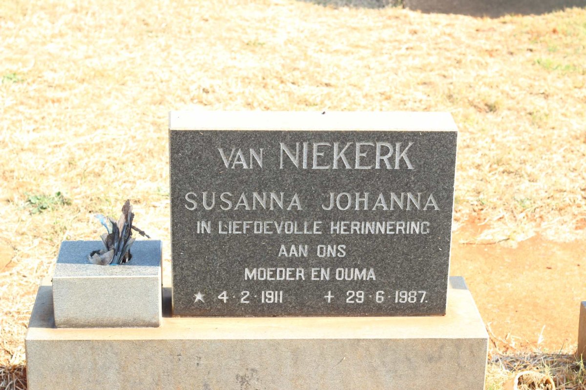 NIEKERK Susanna Johanna, van 1911-1987