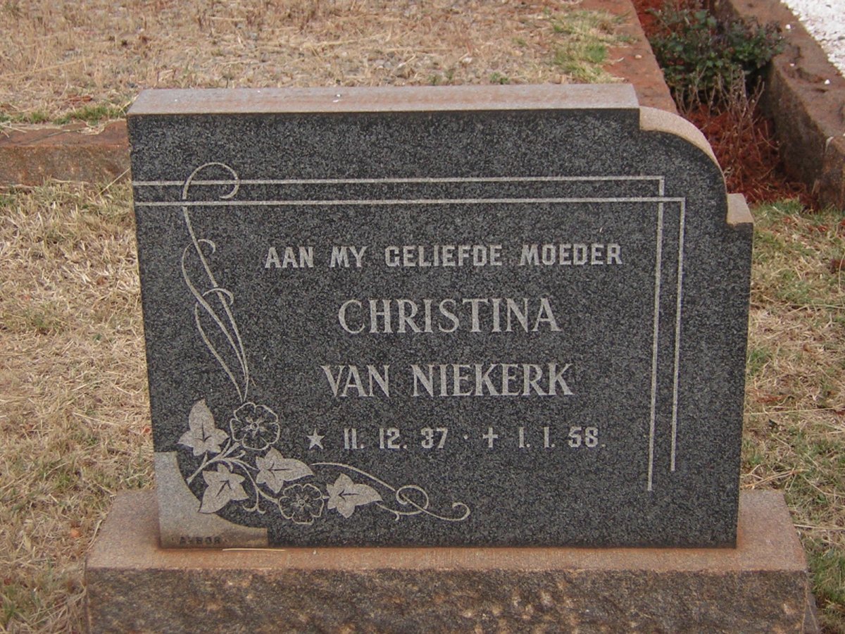 NIEKERK Christina, van 1937-1958