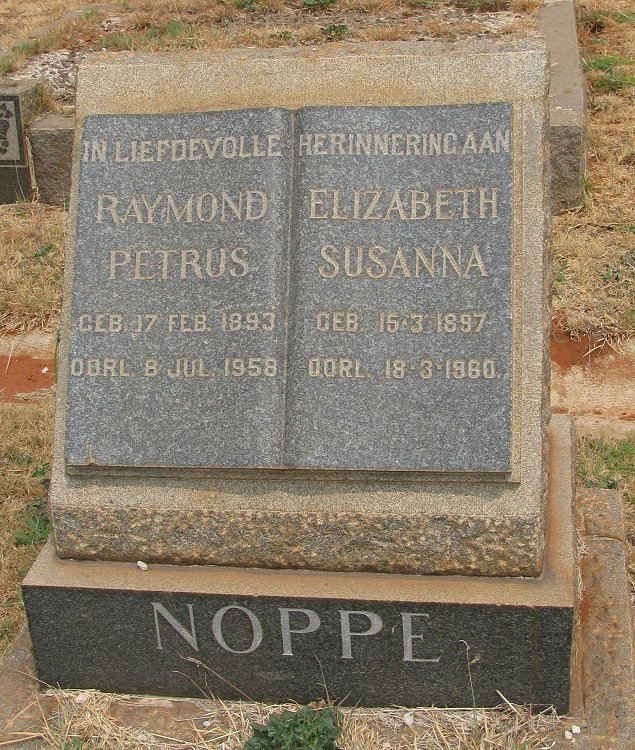 NOPPE Raymond Petrus 1893-1958 &amp; Elizabeth Susanna 1897-1960