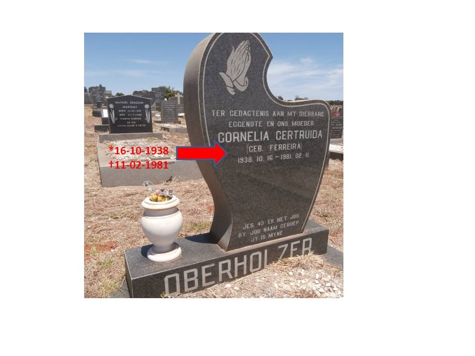 OBERHOLZER Cornelia Gertruida nee FERREIRA 1938-1981