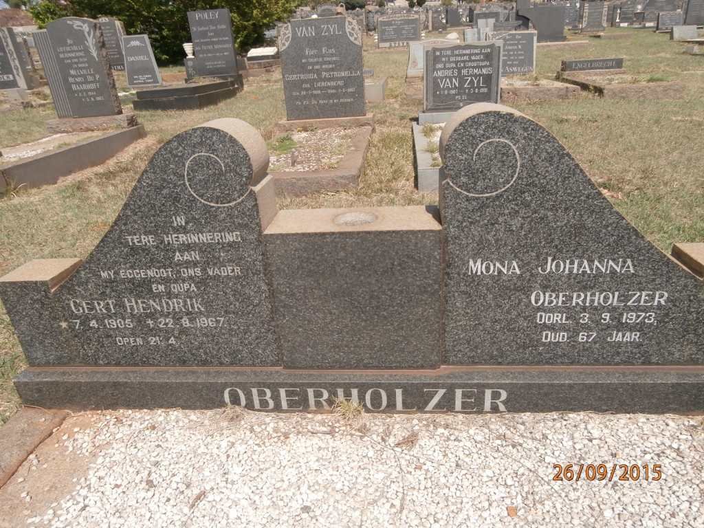OBERHOLZER Gert Hendrik 1905-1967 &amp; Mona Johanna -1973