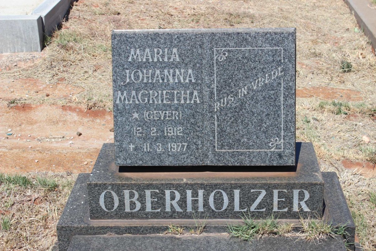 OBERHOLZER Maria Johanna Magrietha nee GEYER 1912-1977
