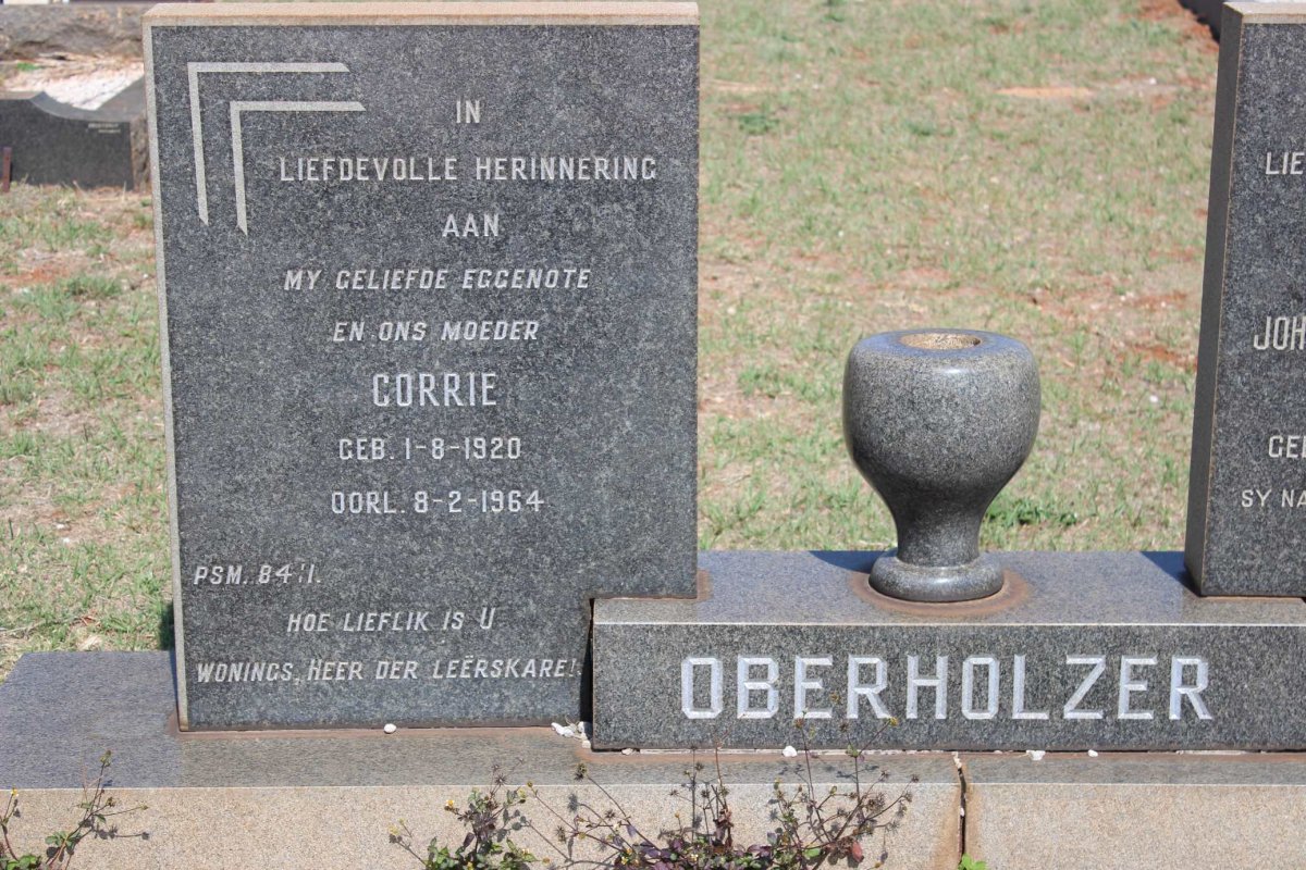 OBERHOLZER Johannes Daniël Stephanus 1949-1969 &amp; Corrie 1920-1964