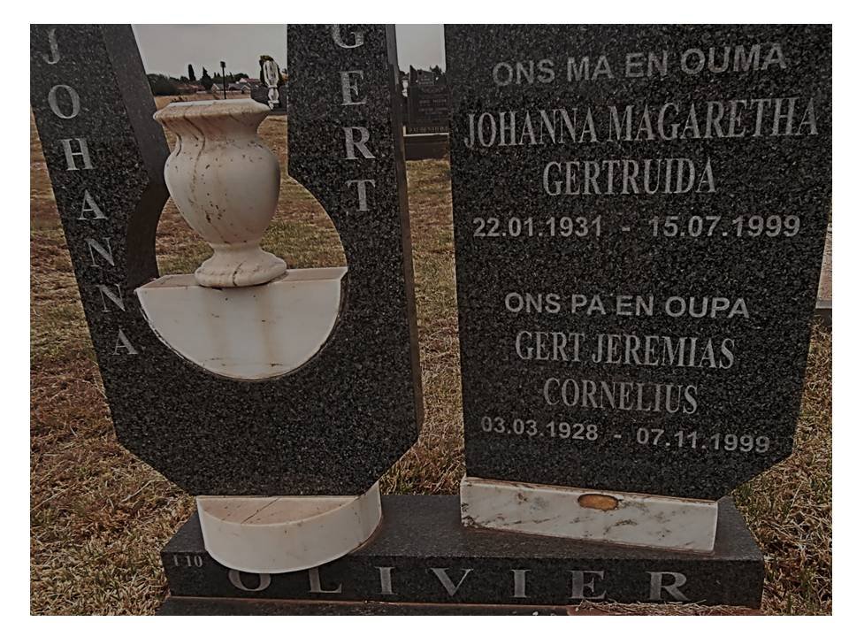 OLIVIER Gert Jeremias Cornelius 1928-1999 &amp; Johanna Magaretha Gertruida 1931-1999