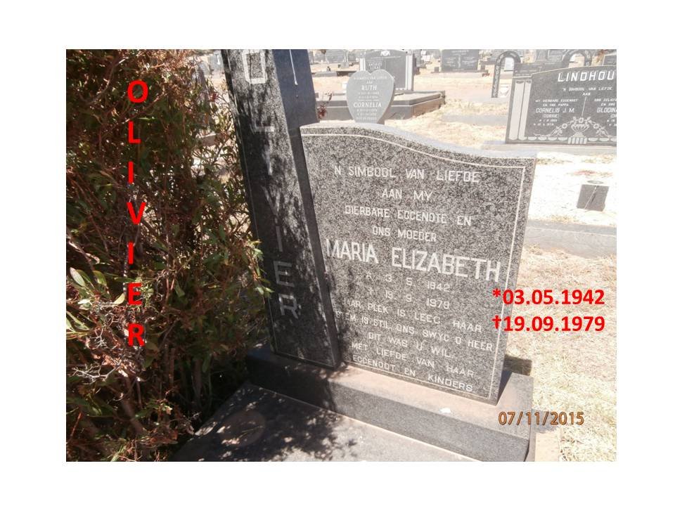 OLIVIER Maria Elizabeth 1942-1979