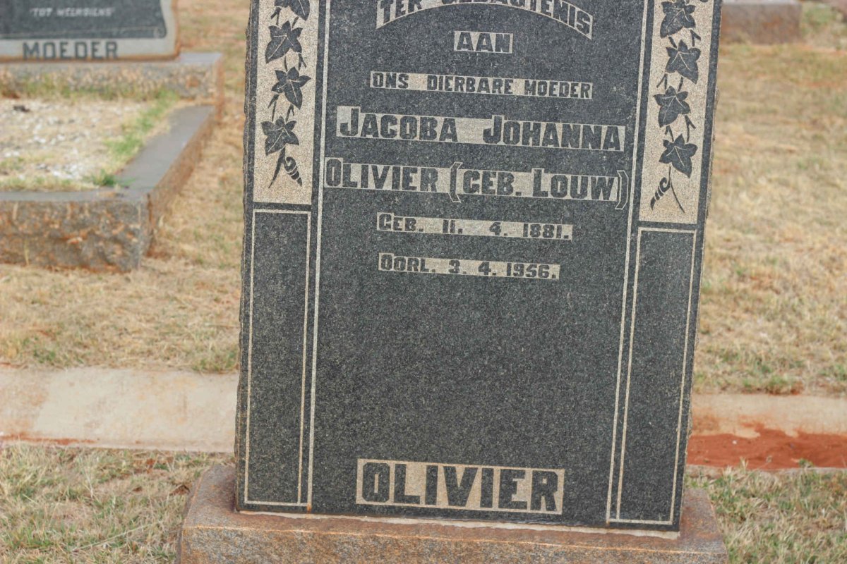 OLIVIER Jacoba Johanna nee LOUW 1881-1956