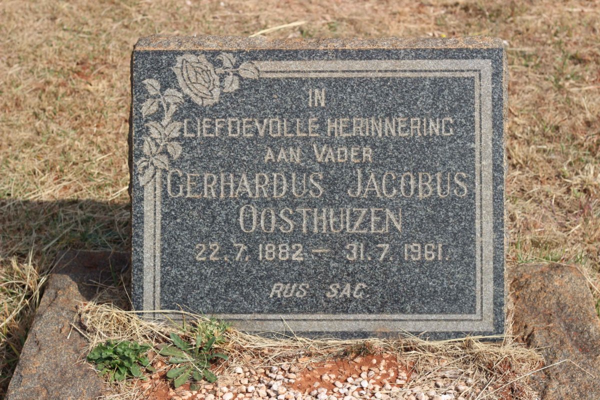 OOSTHUIZEN Gerhardus Jacobus 1882-1961