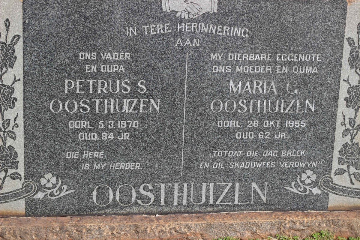 OOSTHUIZEN Petrus S. -1870 &amp; Maria G. -1955