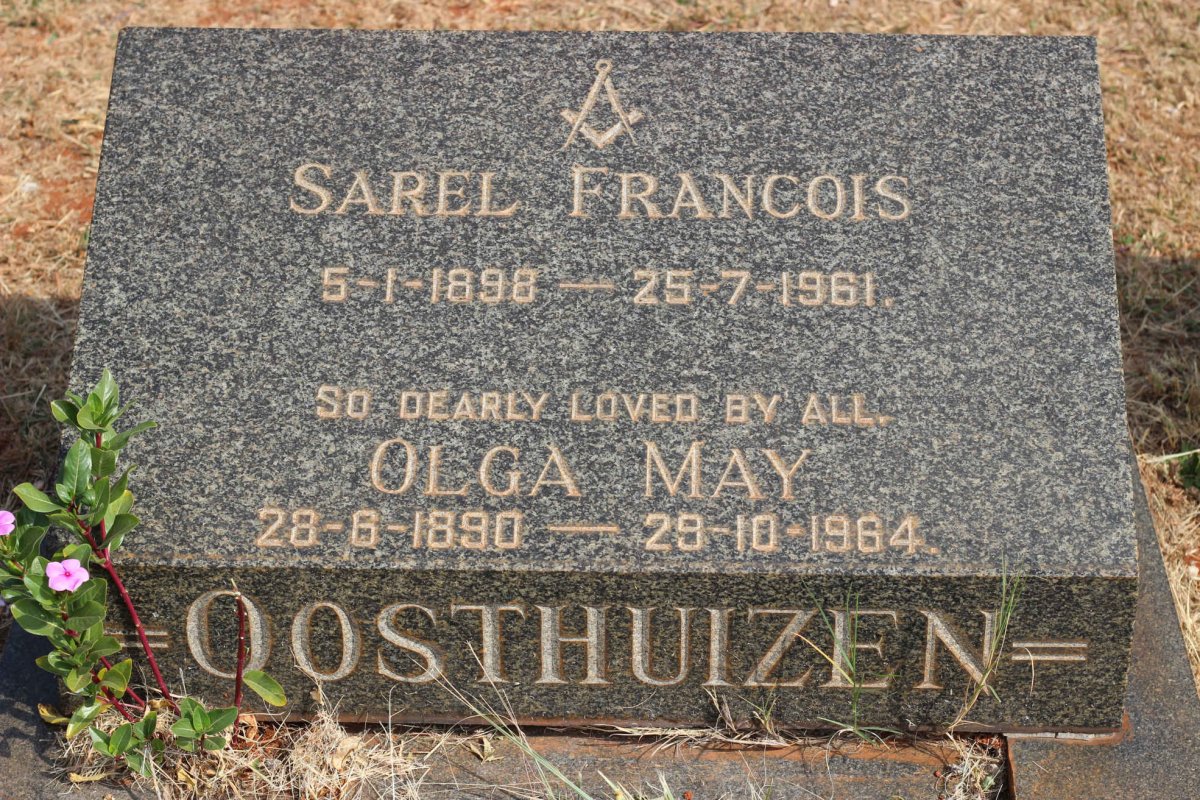 OOSTHUIZEN Sarel Francois 1898-1961 &amp; Olga May 1890-1964