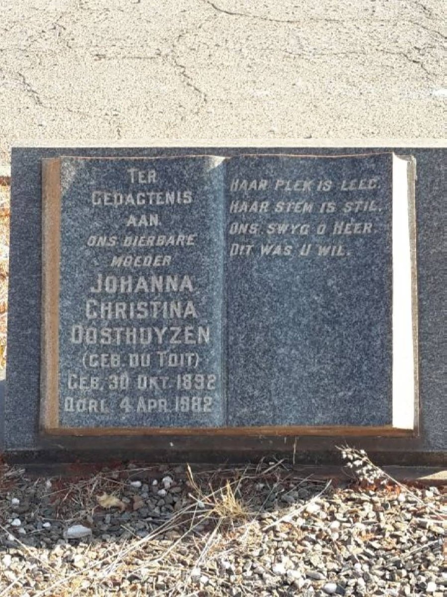 OOSTHUYZEN Johanna Christina nee DU TOIT 1892-1982