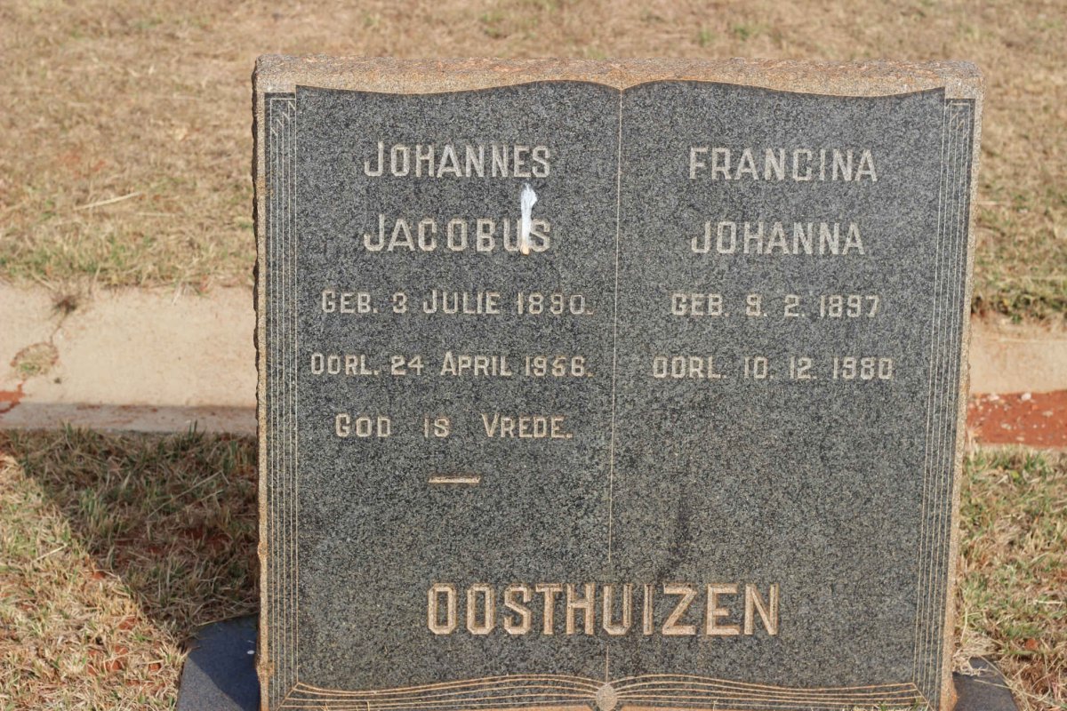 OOSTHUIZEN Johannes Jacobus 1890-1956 &amp; Francina Johanna 1897-1980