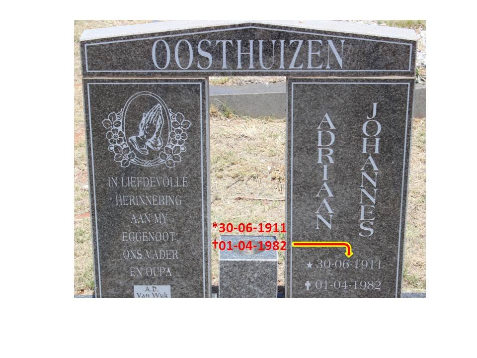 OOSTHUIZEN Adriaan Johannes 1911-1982