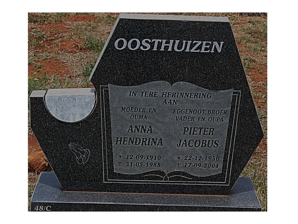 OOSTHUIZEN Anna Hendrina 1910-1988 :: OOSTHUIZEN Pieter Jacobus 1950-2004