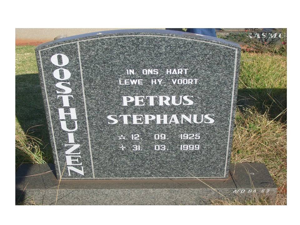 OOSTHUIZEN Petrus Stephanus 1925-1999