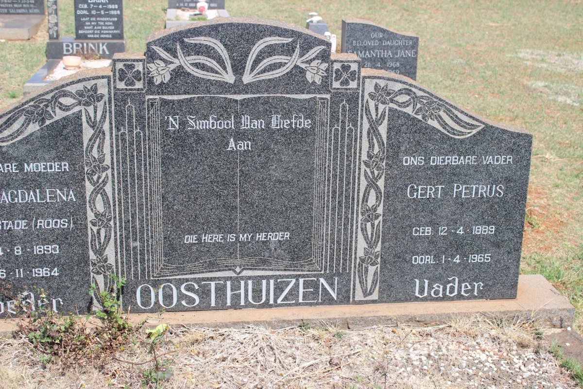 OOSTHUIZEN Gert Petrus 1889-1965 &amp; Maria Magdalena voorheen ROOS nee VON STADE 1893-1964
