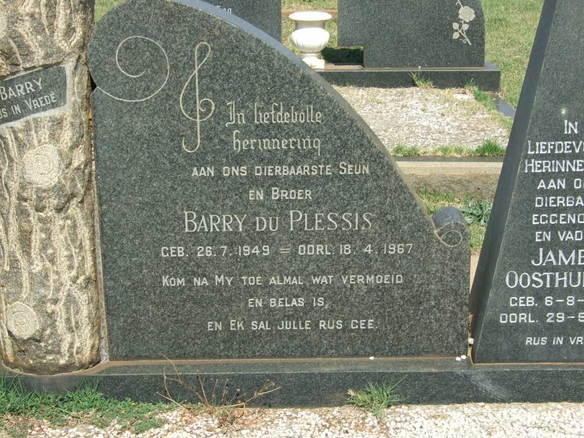 PLESSIS Barry, du 1949-1967