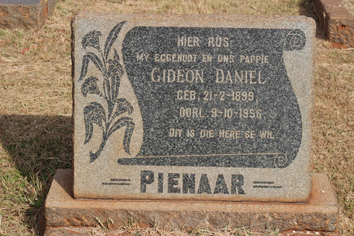 PIENAAR Gideon Daniel 1899-1956