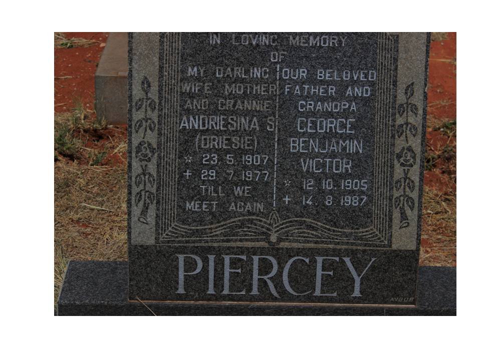 PIERCEY George Benjamin Victor 1905-1987 &amp; Andriesina S. 1907-1977