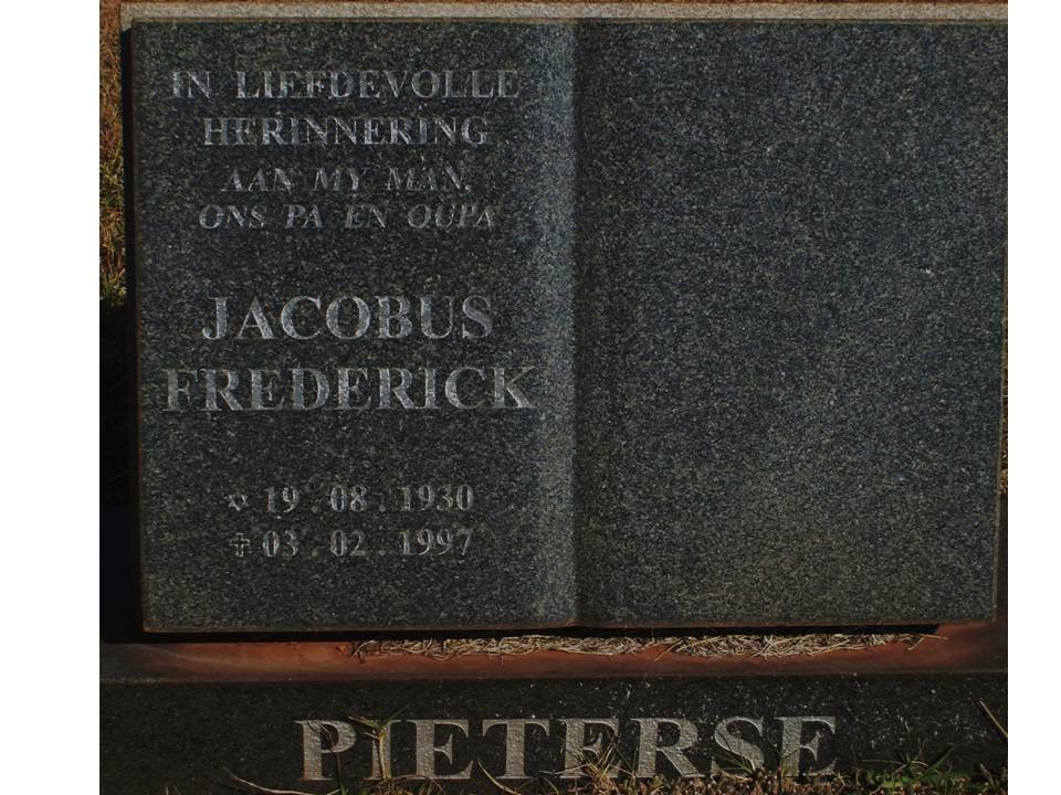 PIETERSE Jacobus Frederick 1930-1997