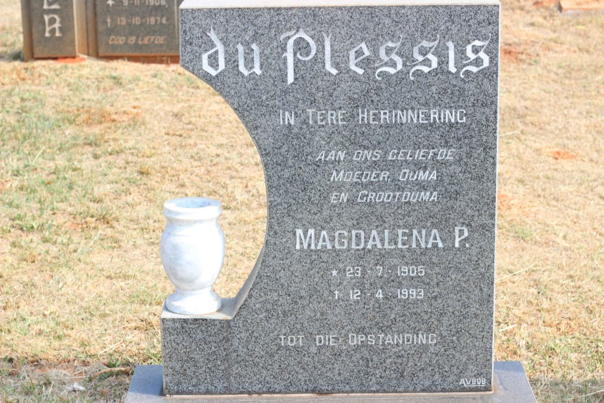 PLESSIS Magdalena P., du 1905-1993