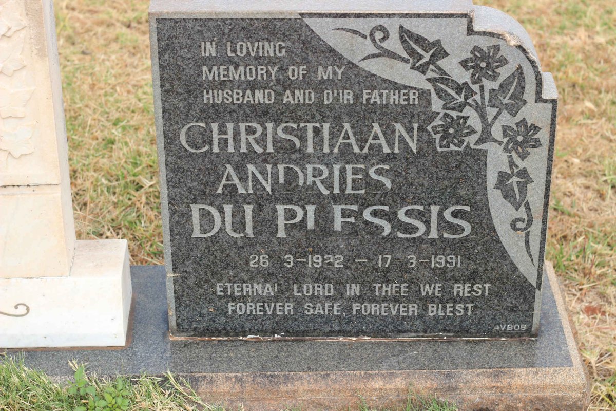 PLESSIS Christiaan Andries, du 1922-1991