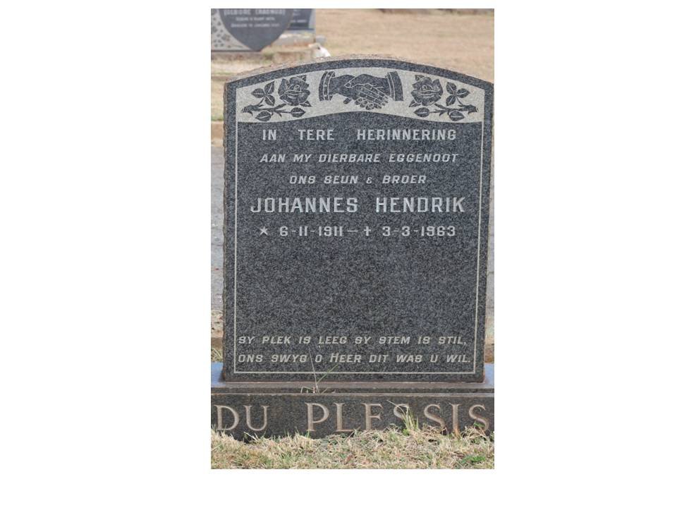 PLESSIS Johannes Hendrik, du 1911-1963