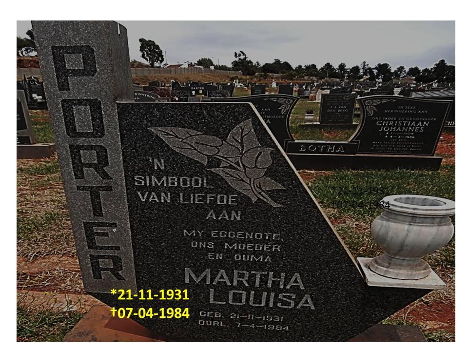PORTER Martha Louisa 1931-1984