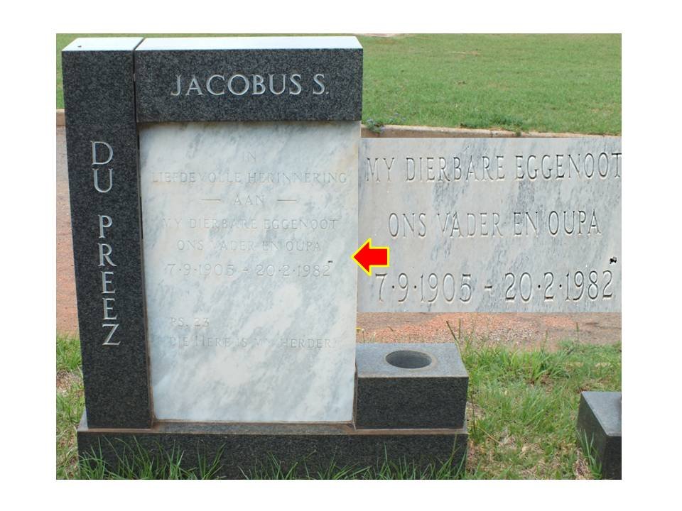 PREEZ Jacobus S., du 1905-1982