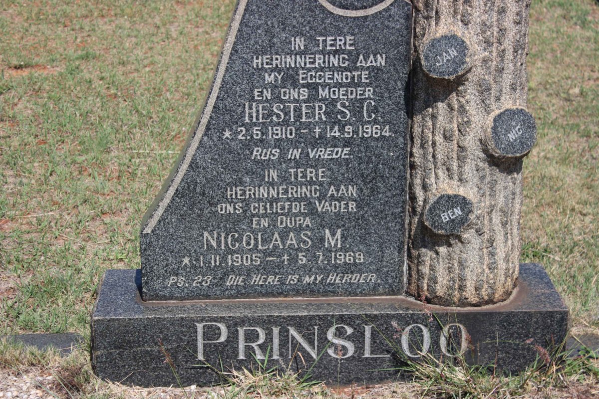 PRINSLOO Nicolaas M. 1905-1969 &amp; Hester S.C. 1910-1964